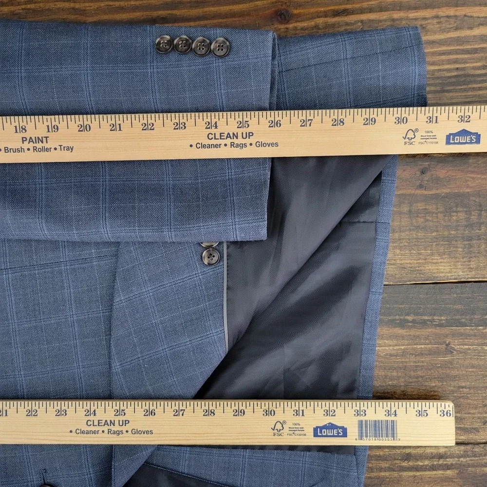 Oak‎ Hill Men's Sport Coat Blazer Two Button Blue Plaid Wool Size 54R